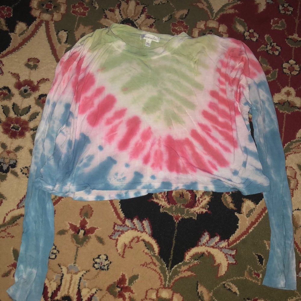 Girls tye dye long sleeve crop shirt